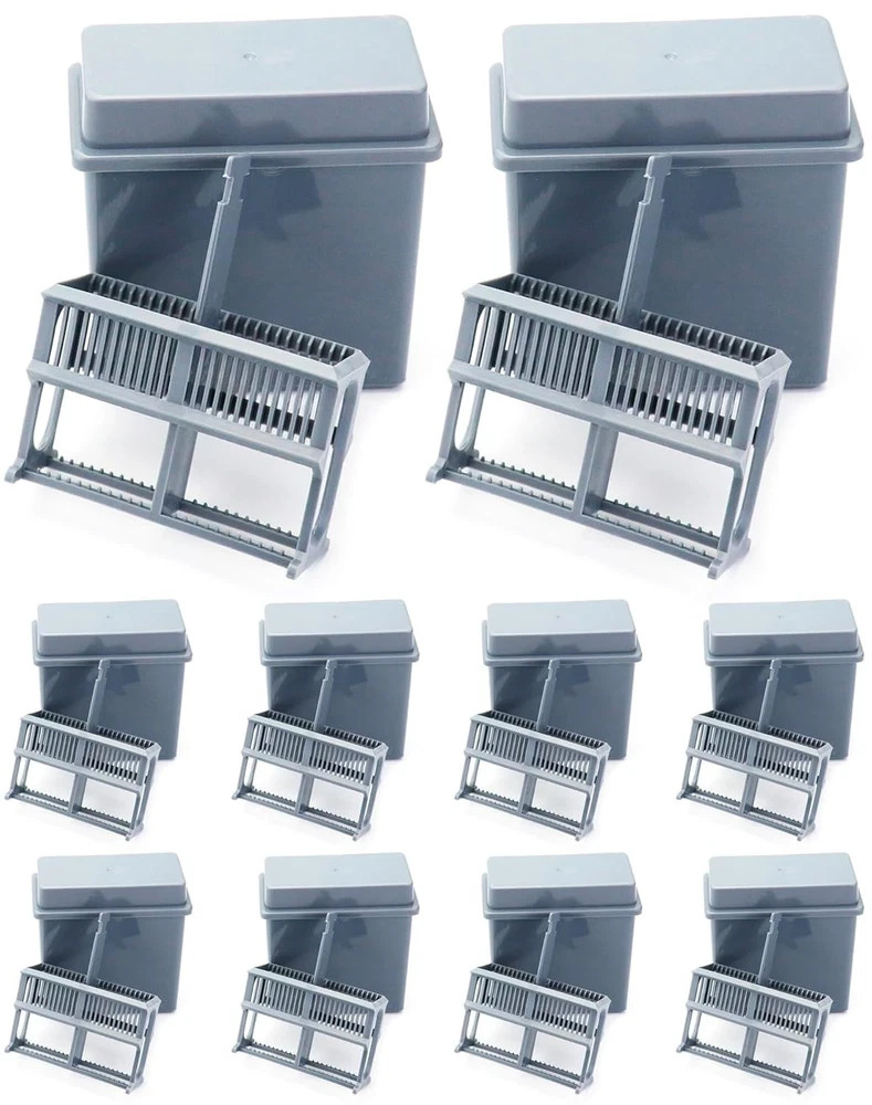 10-Pack Microscope Slides Rack & Staining Jar - Durable Grey Design