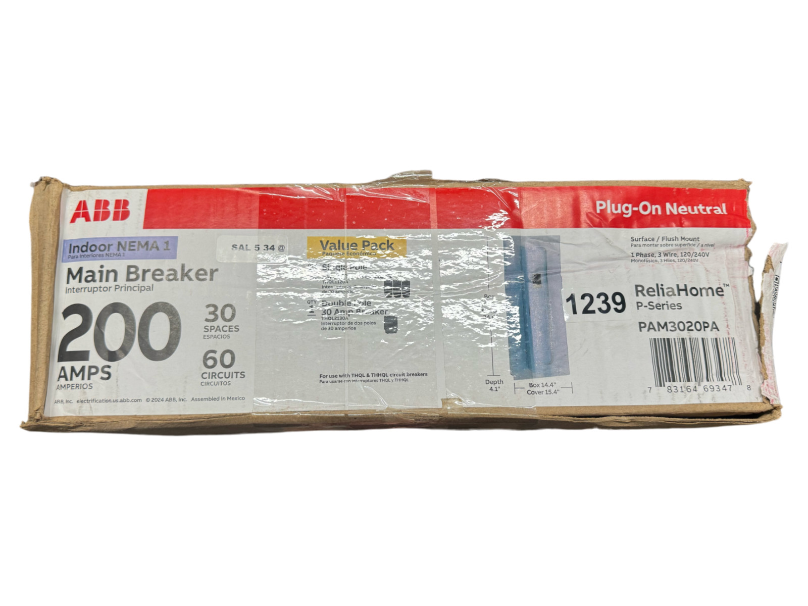 ABB 200 Amp 30 Space Indoor Plug-On Neutral Load Center Value Pack,  PAM3020PA