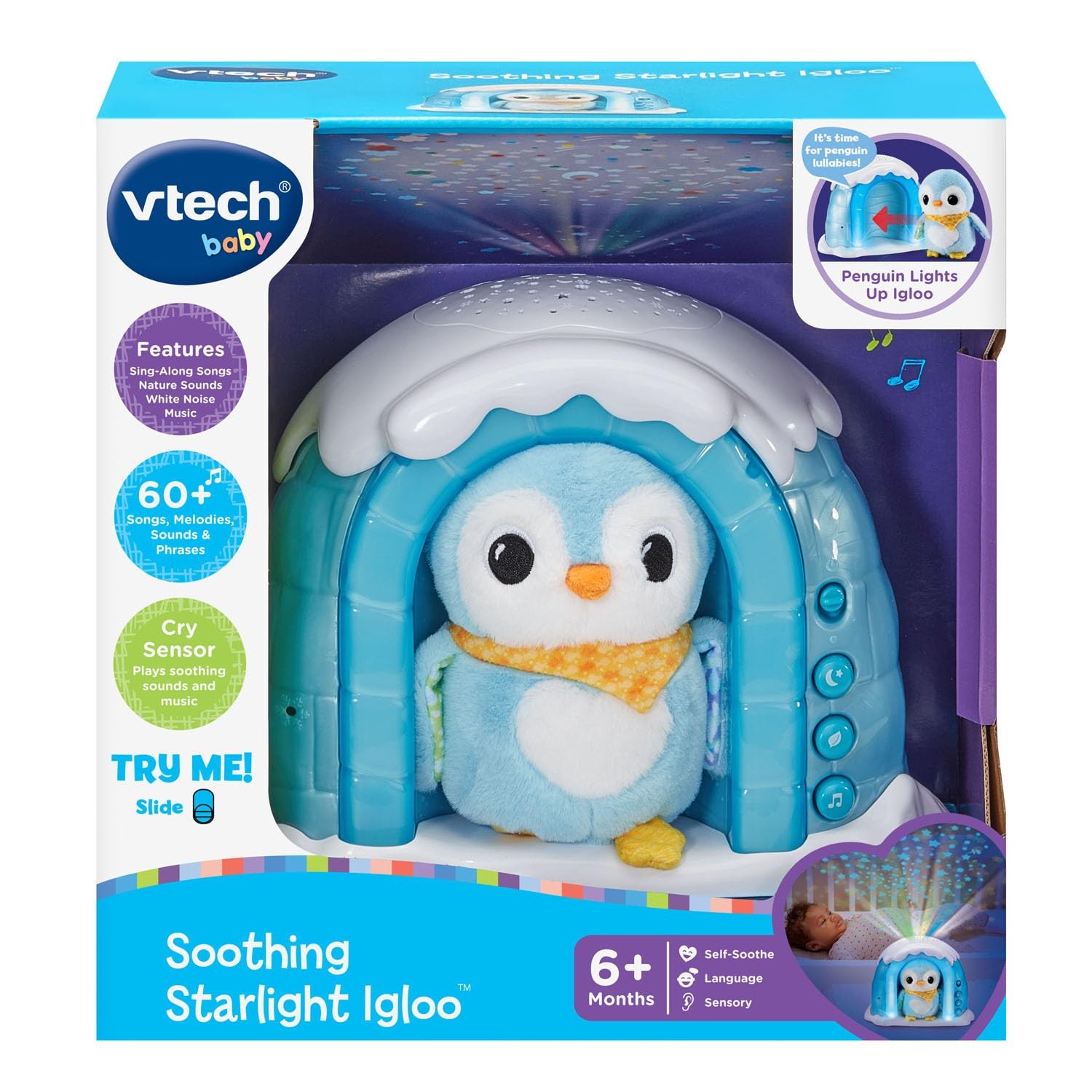 Multicolor Penguin Igloo with Lullabies Night Light and Cry Sensor Toy