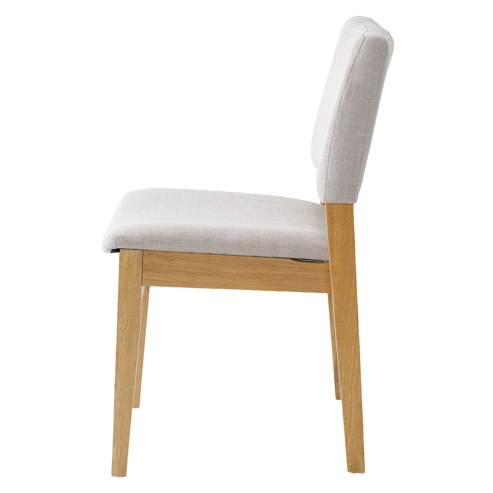 Upholstered Stackable Dining Chairs Set of 2 - Linen Fabric Seat & Backrest, S