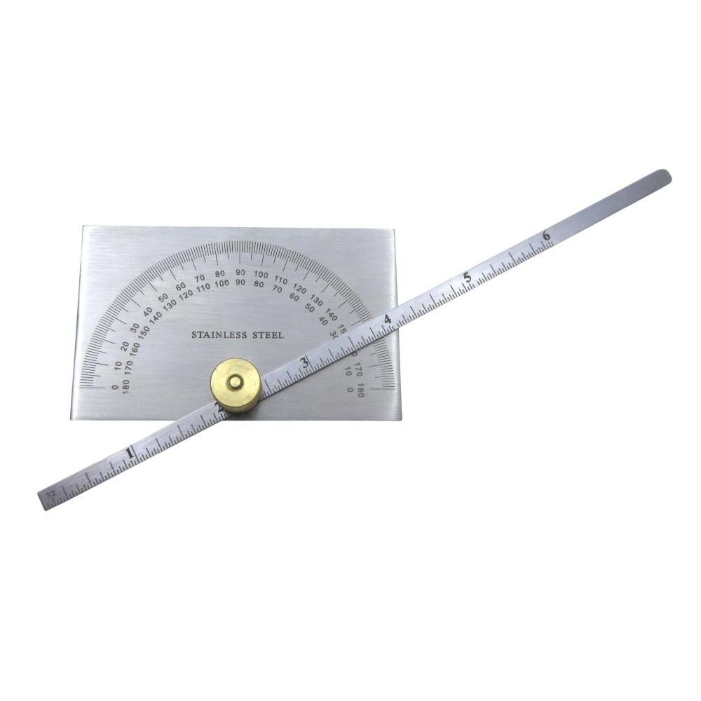 Taytools 6" Rectangular Head Depth Gauge Protractor Stainless Steel Brass Knob