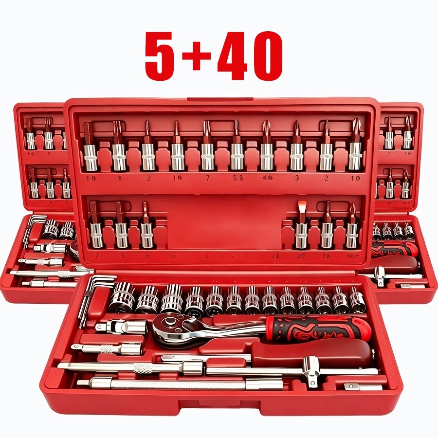 5+40-piece household/car repair tool set