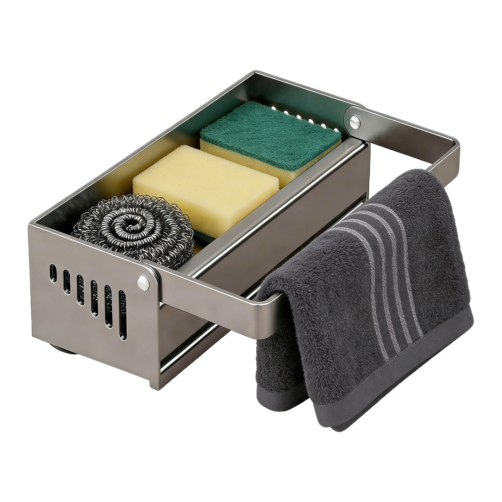 Kitchen Sink Sponge Holder, Kitchen Sink Storage Organizer with Suction Cups