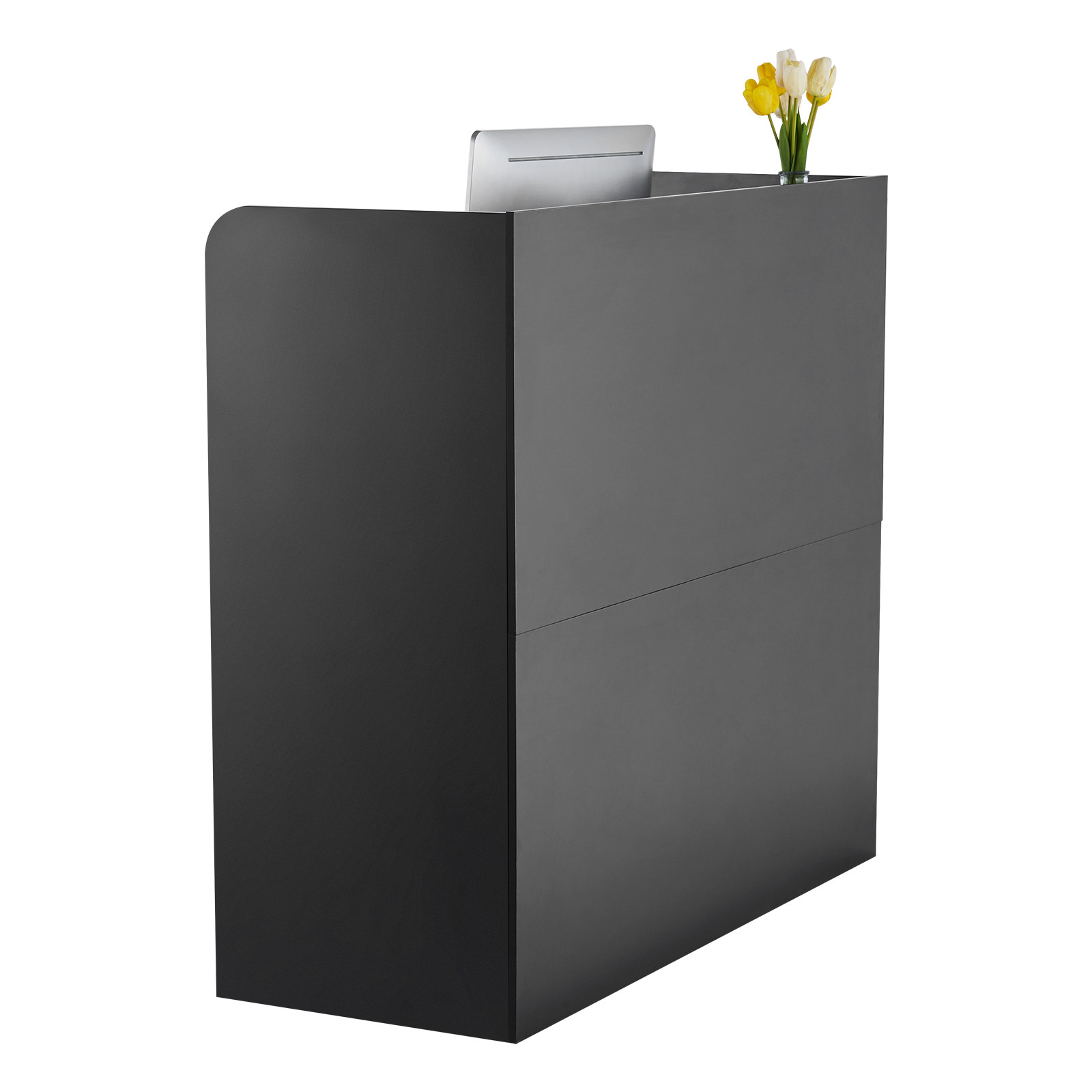 Reception Desk Rectangular Front Counter Table 47.24 in Black Office Table