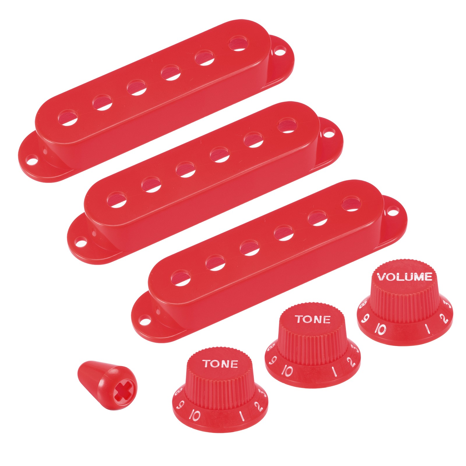 Guitar Pick Up Cover Single Coil Cover Switch Tip 1 Volume 2 Tone Knob Red