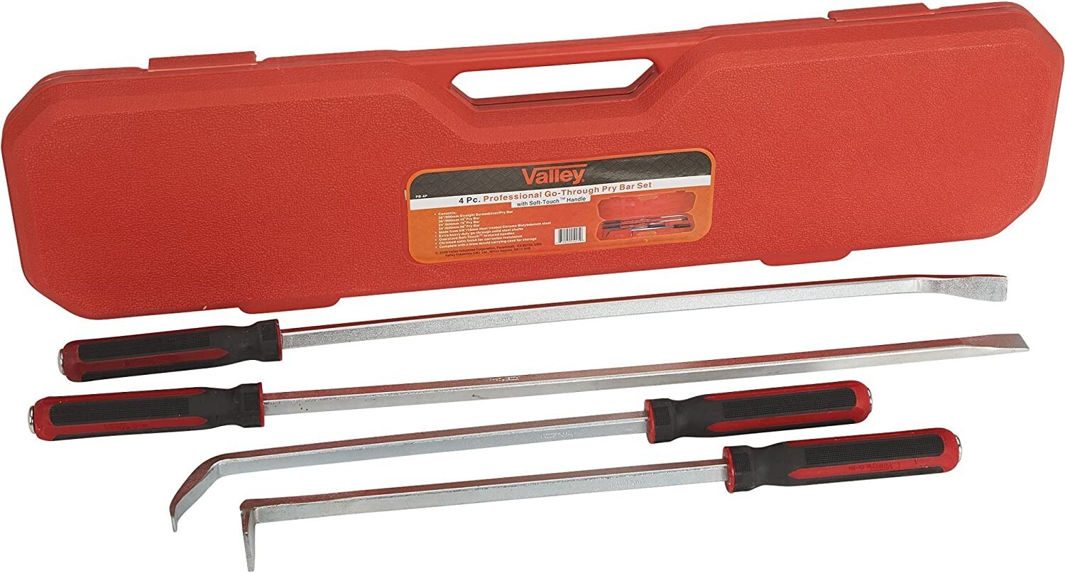 4 pcs Heavy Duty Pry Bar Set Crow Bar Lever Long Professional Automotive Tools