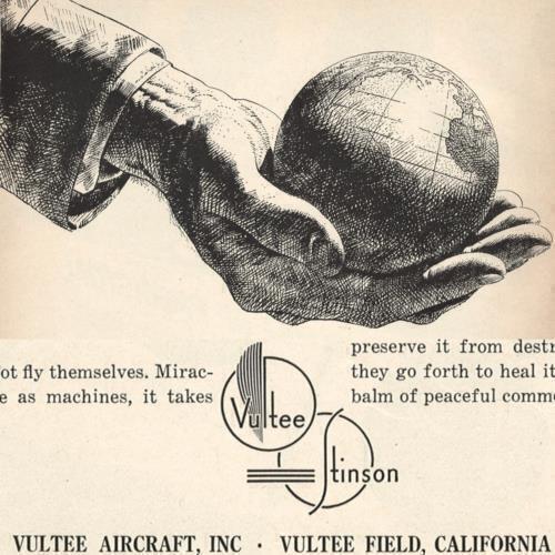 WWII AVIATION VULTEE STINSON AIRCRAFT 1942 PRINT AD CALIFORNIA BOMBERS FIGHTERS