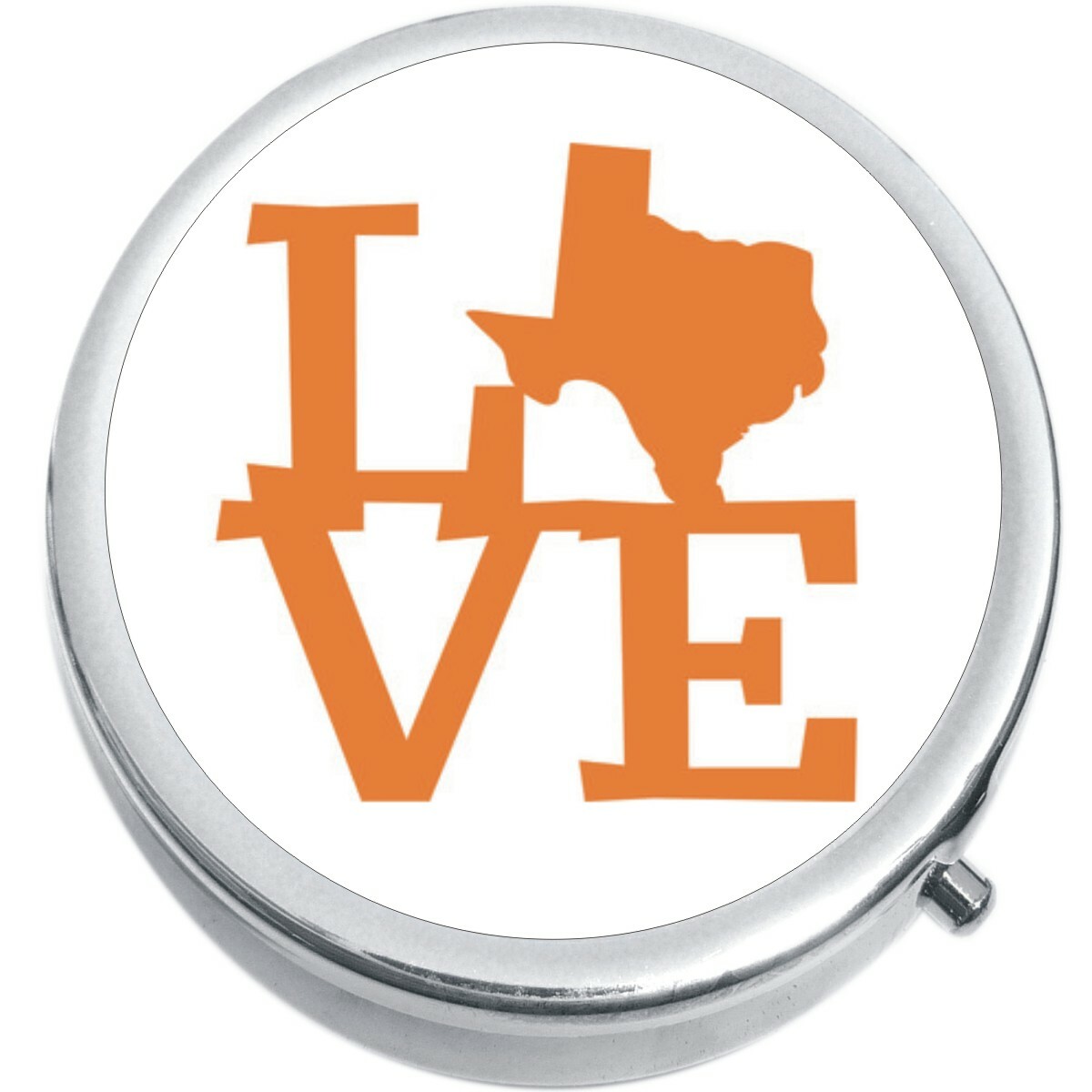Texas Love Orange White  Medicine Vitamin Pill Box