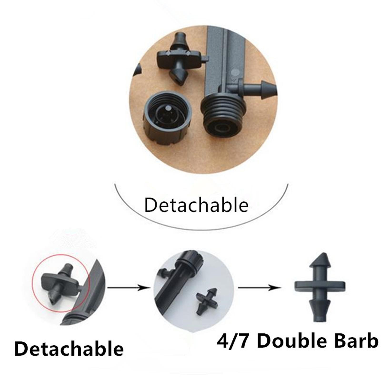 100Pcs Adjustable Water Flow Polypropylene Nozzle Stake Drip Sprinklers Garden&