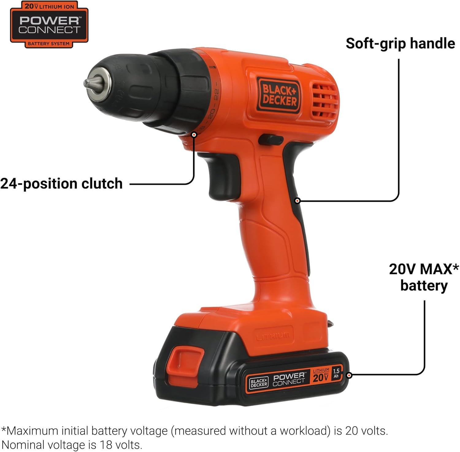 BLACK+DECKER 20V Drill Driver Kit 100pc - Lithium Ion Cordless BDC120VA100
