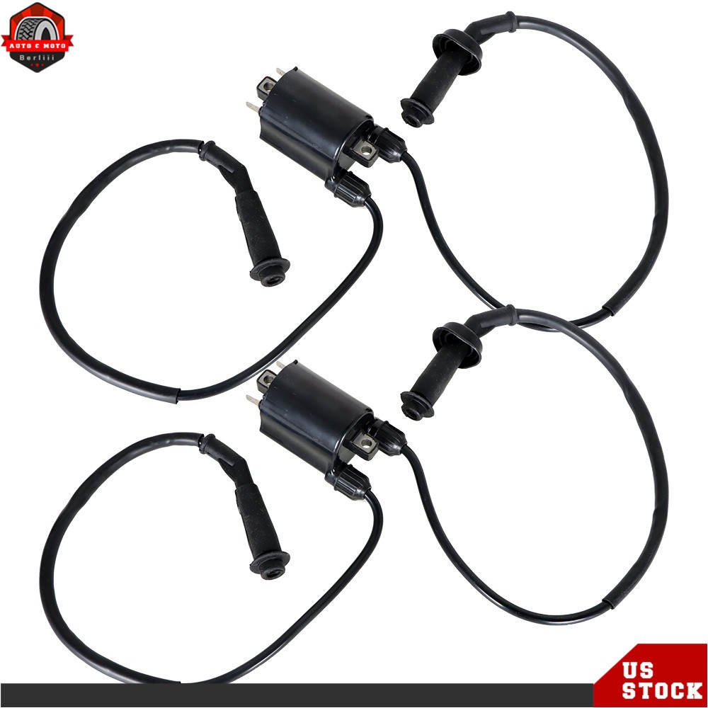 2 Sets of Ignition Coil & Plug Cap For HONDA Shadow 1100 VT1100 1987-2007