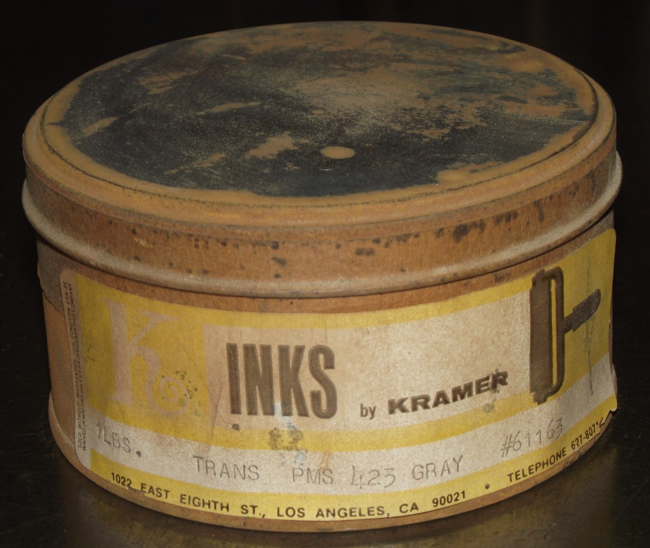 NOS 1 Pound Can Letterpress Kramer Ink Halftone Transparent Gloss PMS 423 Grey