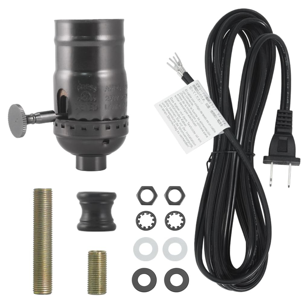 Lamp Rewire Kit Lamp Socket Kits 12 Foot Matching Cord Plug Set with All Esse...