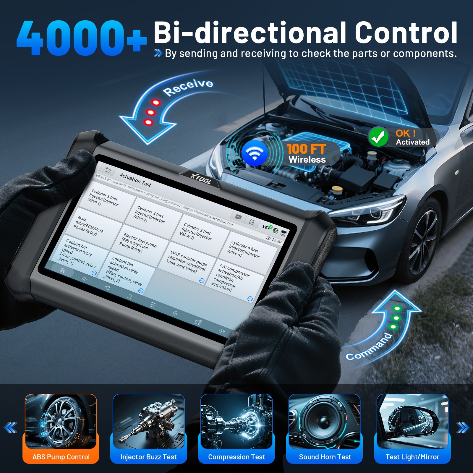 2026 XTOOL D7W Wireless OBD2 Scanner Bidirectional Diagnostic Tool ECU Coding