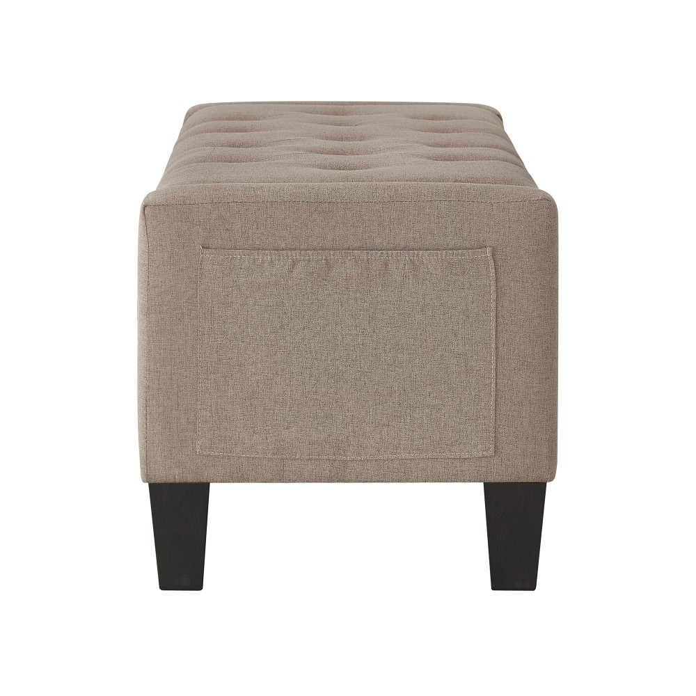 Storage Ottoman Bench w/ Safety Hinge, 350lb Capacity, Linen Upholstered