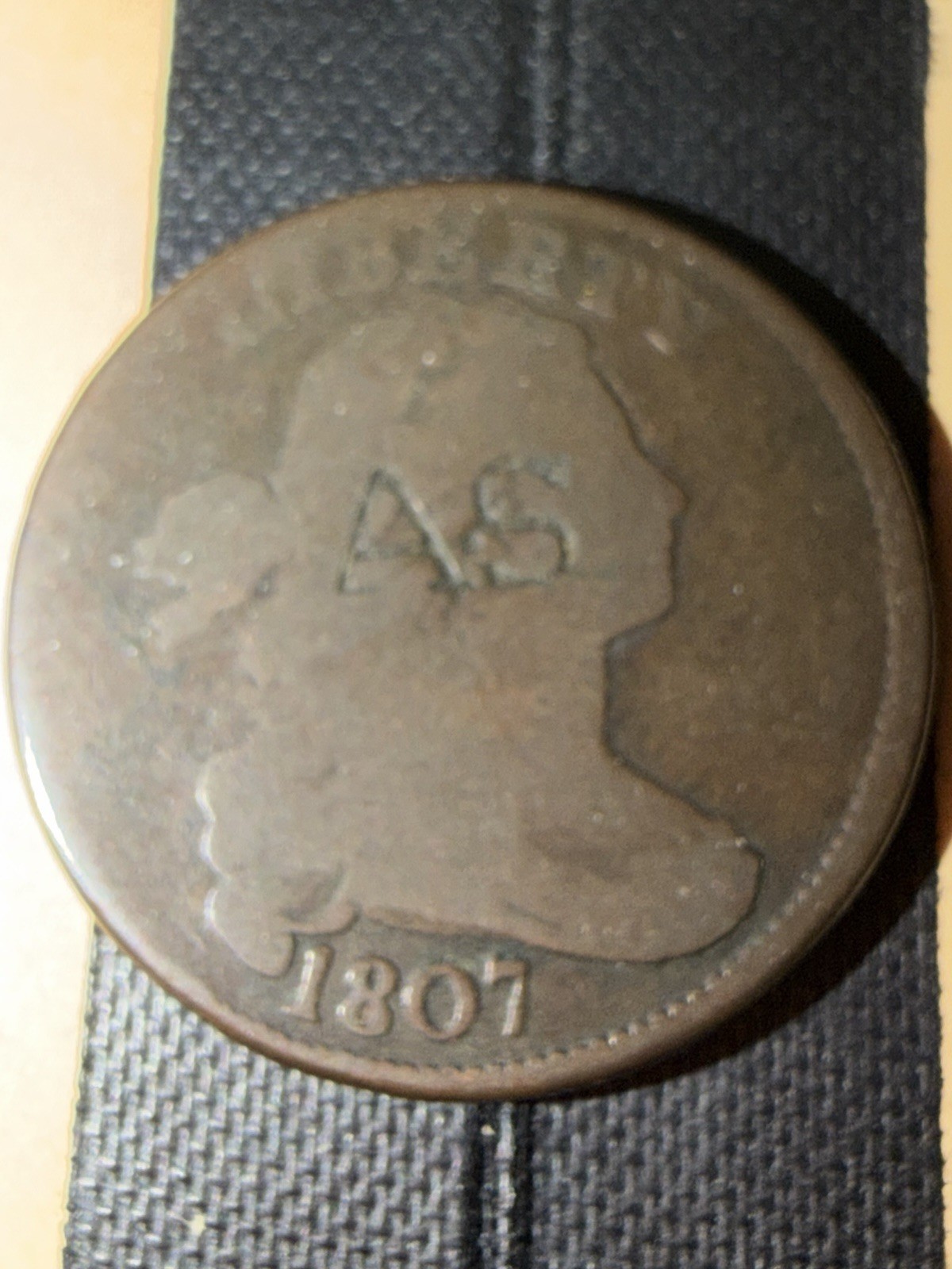 1807 Small Fraction Large Cent G/VG Initials