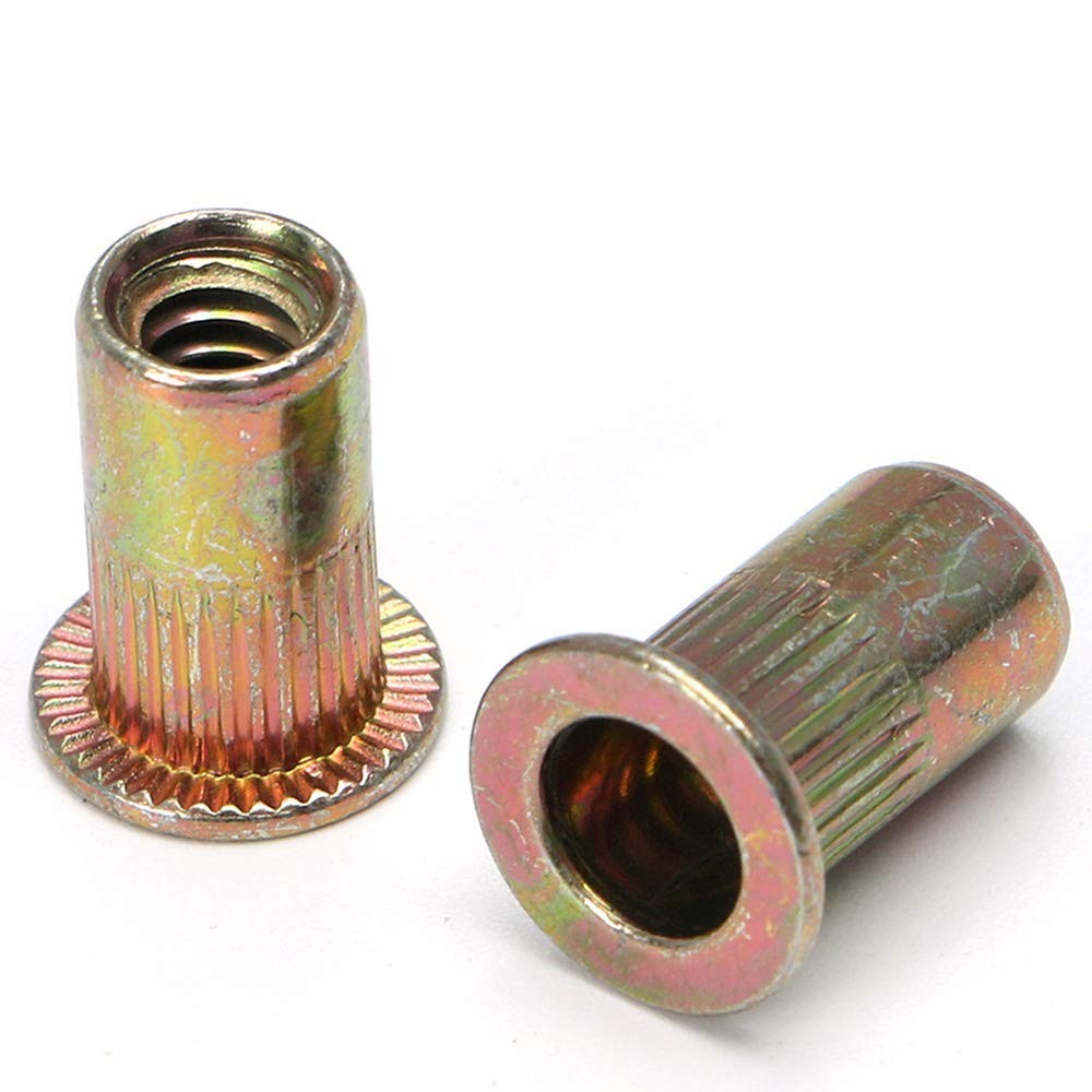 100pcs Carbon Steel SAE Rivet Nuts 1/4-20 Threaded Rivet Insert Nutsert Rivnu...