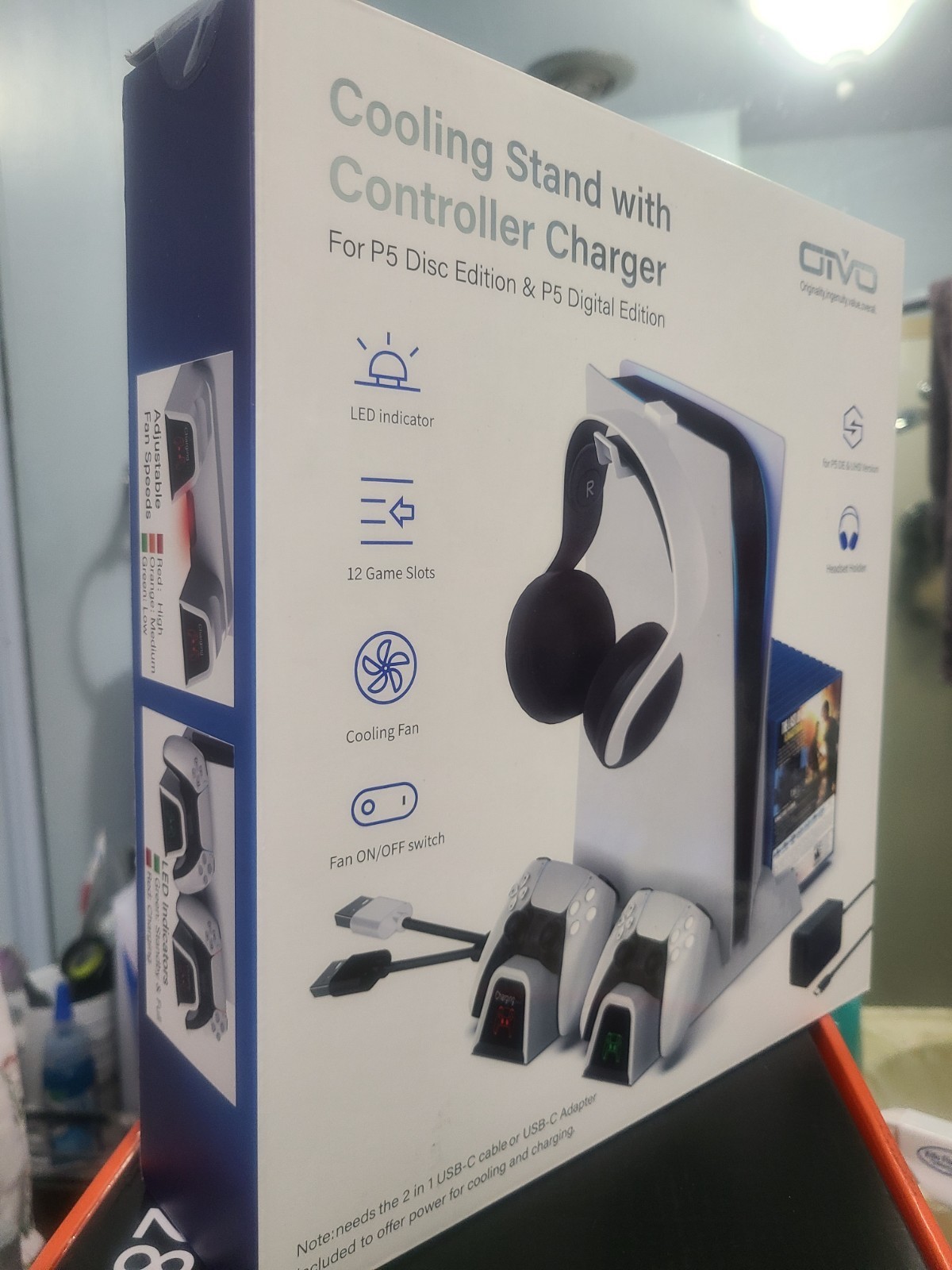 OIVO Cooling Stand with Controller Charger PS5 Digital PS5 Disc Headset Holder