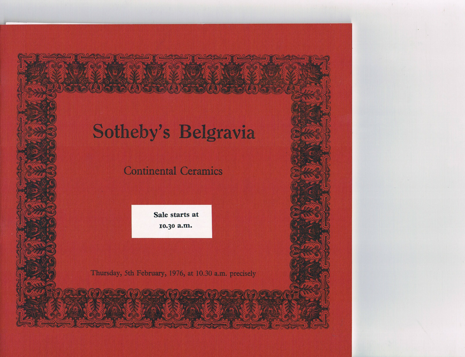 Sotheby's Belgravia - Continental Ceramics - Feb 5 1976