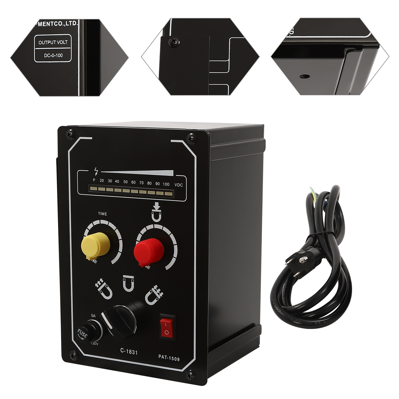 Electro Magnetic Chuck Controller 0-100V 5A DC Magnetic Force Adjustable 110VUS