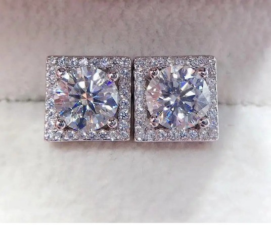 2.50 Ct Treated Certified White Diamond Solitaire Stud Earrings In 925 Silver