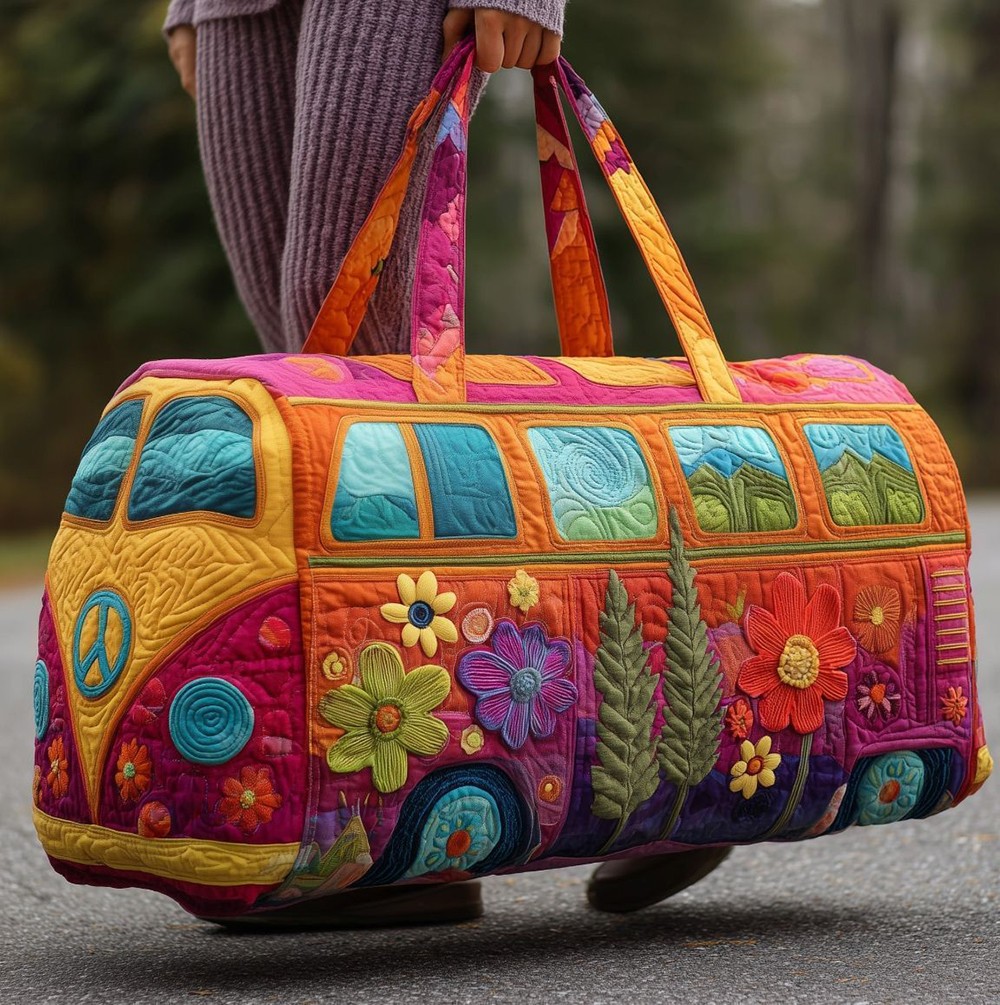 Quilted Embroidery Travel Duffel Bag Handbag Multi-use Sport Gym Luggage Bag 18