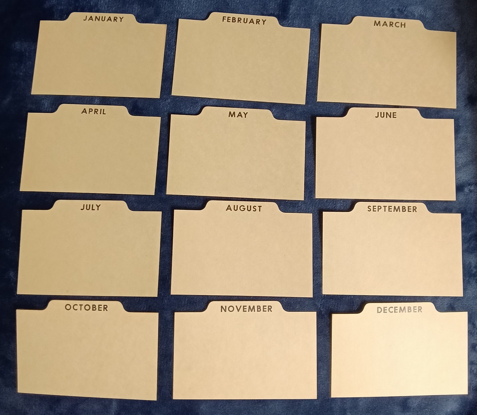 12 Monthly Index Card Dividers Vintage NOS 3x5 Month