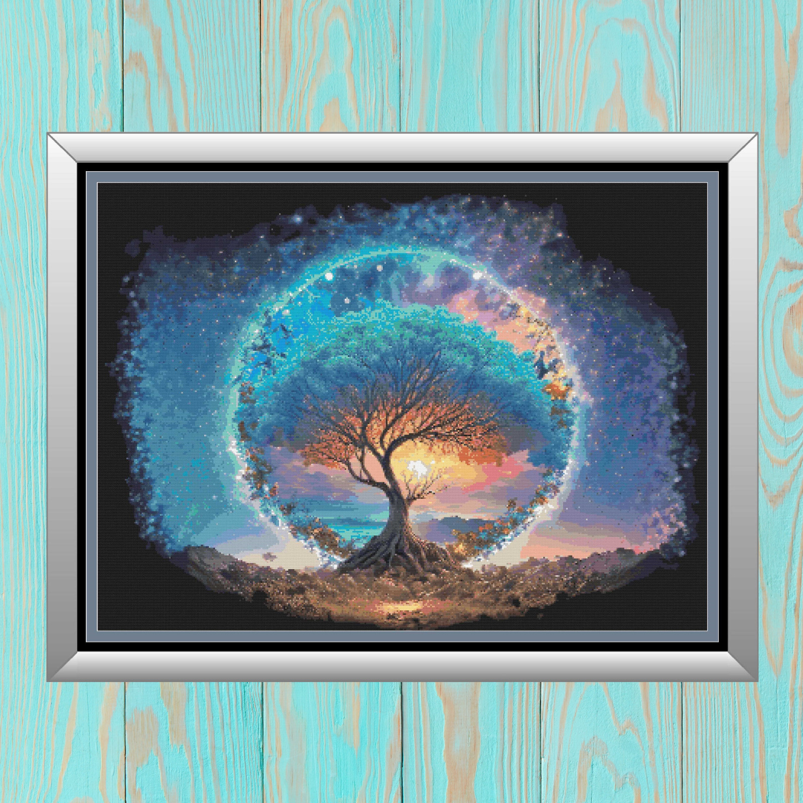 Tree of Life Circle Mother Nature Landscape Counted Cross Stitch Pattern Chart
