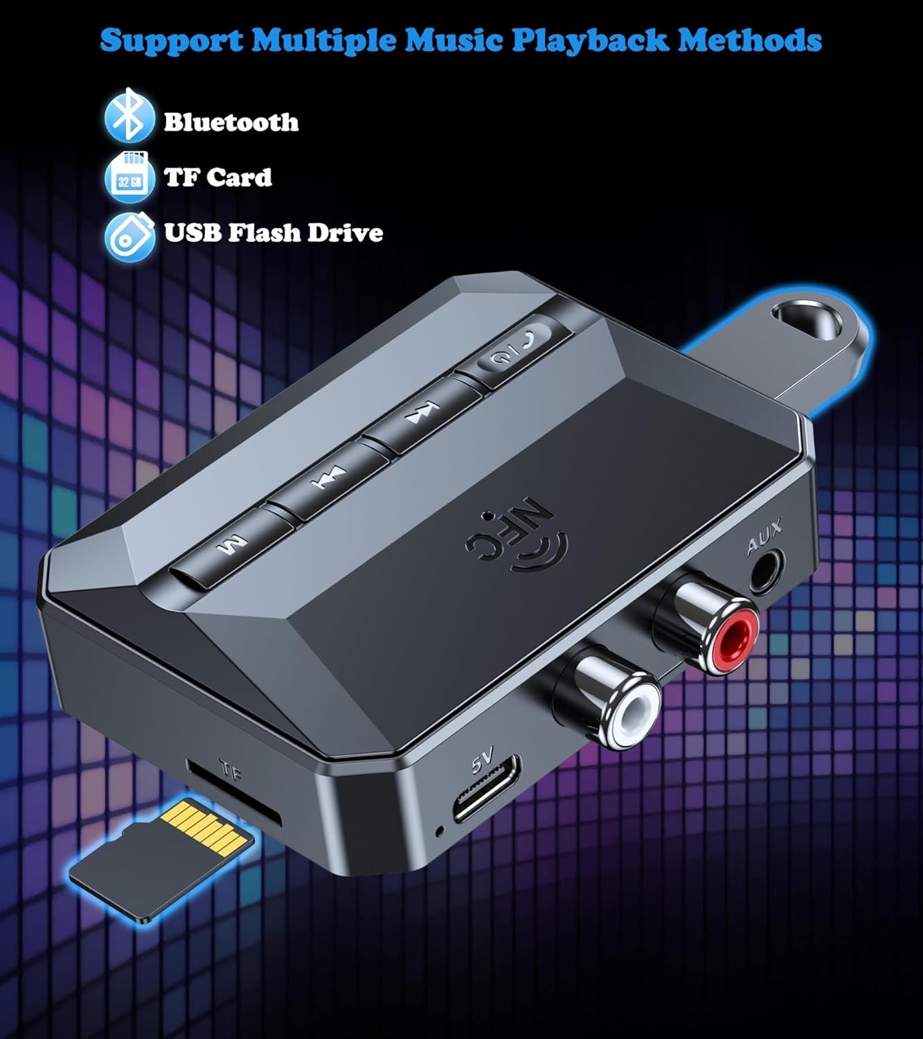 Wireless Audio Adapter with NFC Pairing - Bluetooth Receiver for Old Speakers