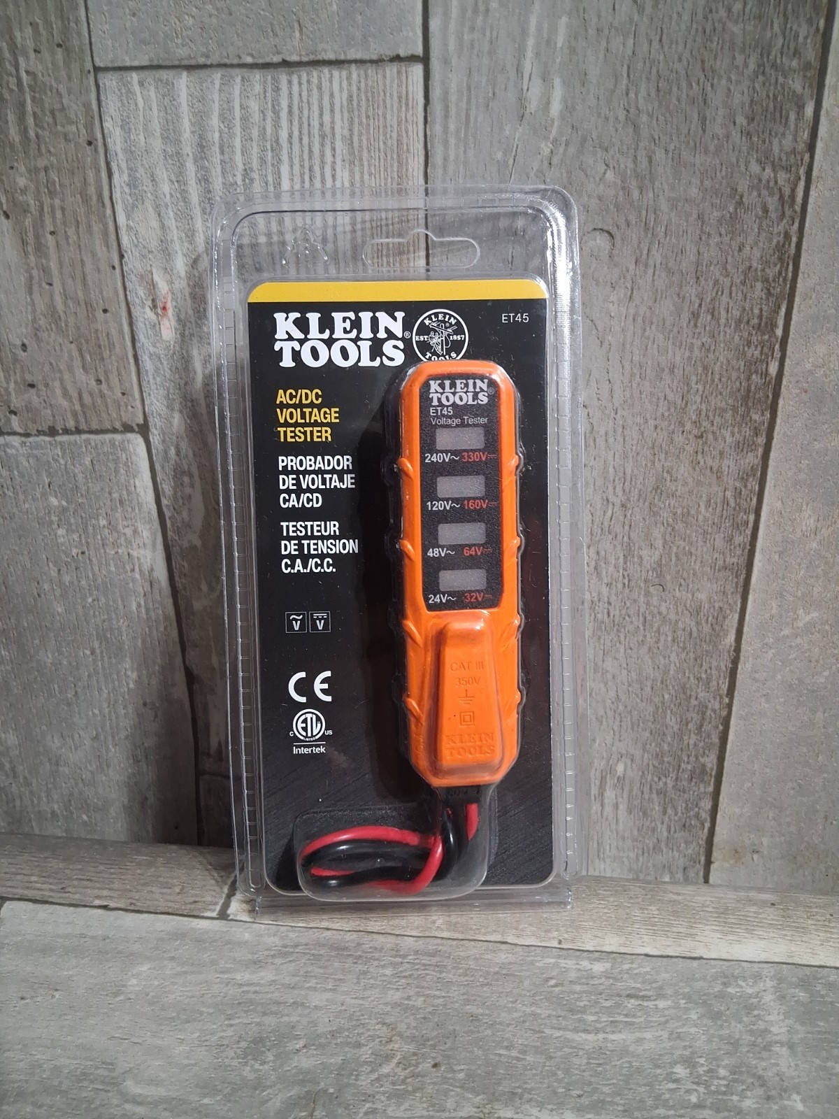 New Klein Tools Analog LED Voltage Tester AC/DC ET45 24V-240V 32V-330V