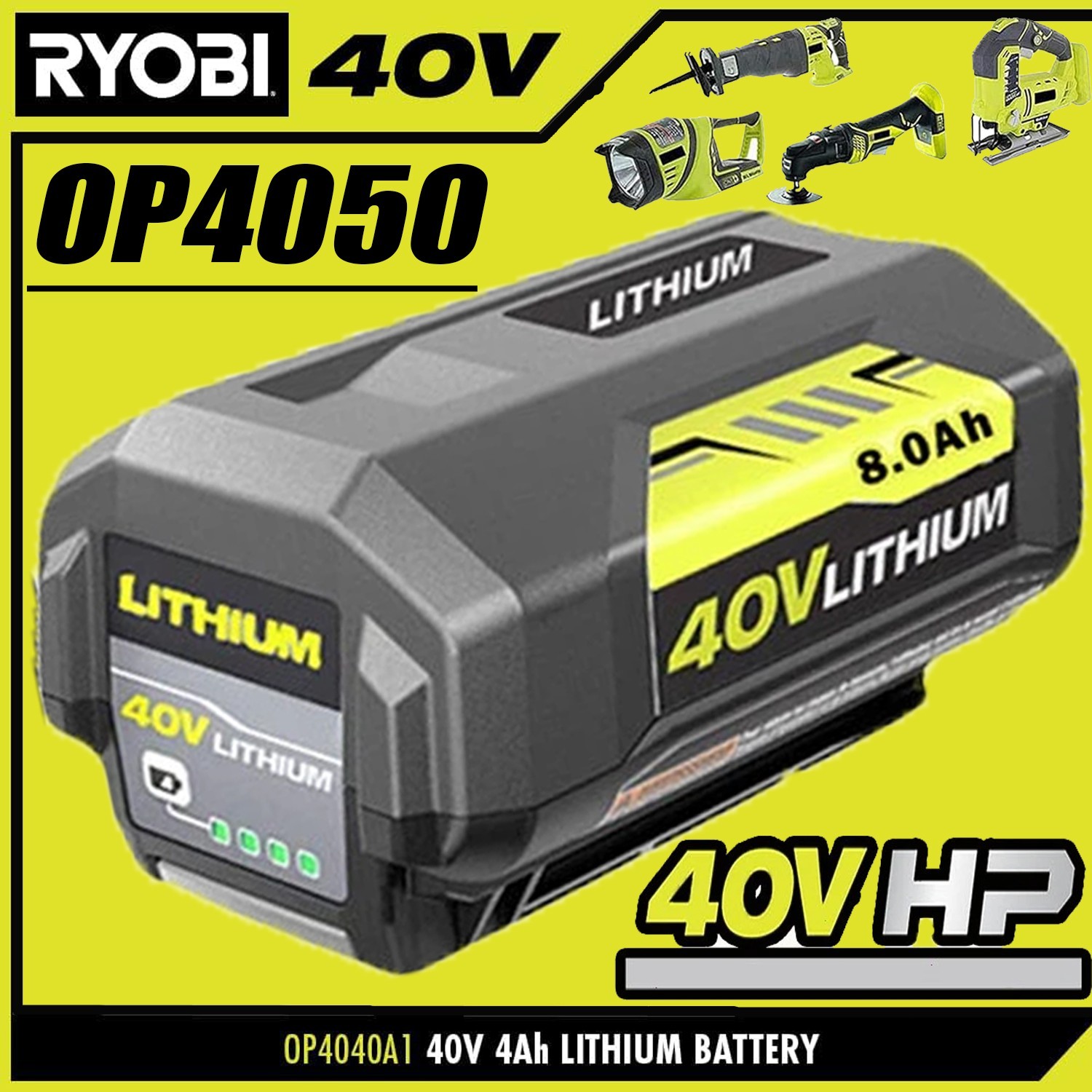 40V 8.0Ah Battery for Ryobi 40 Volt Lithium OP4050 OP40602 OP40261 OP4060 OP4030