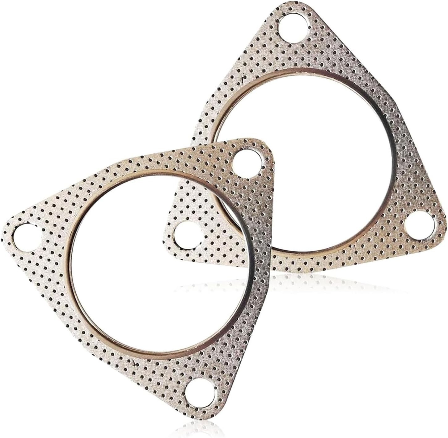 2 PCS Exhaust Gasket, 2.5" Three-Bolt Exhaust Flange Gasket, Durable Catalytic C