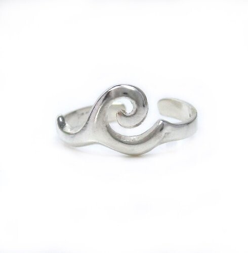 Sterling Silver Crested Ocean Wave Adjustable Toe Ring
