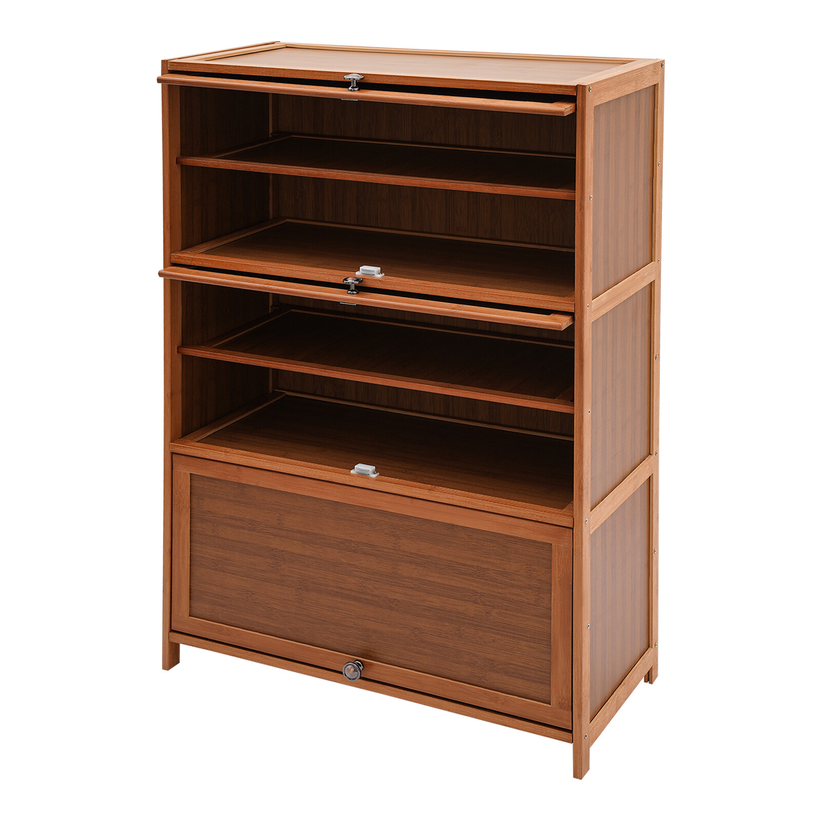 32" Entryway Bamboo 6-Tier Shoe Organizer Storage Cabinet w/ 3 Flip-up Door