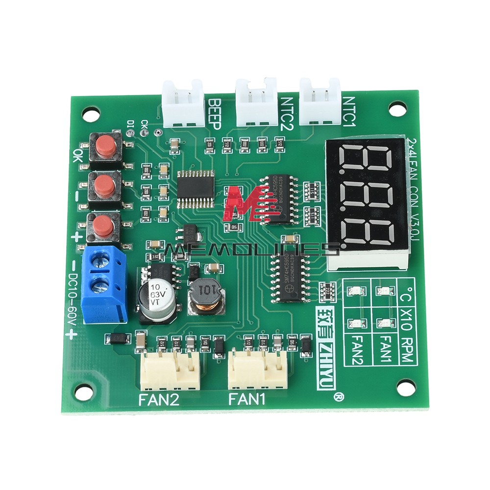 Heat Dissipation PWM 4 Wire Fan Temperature 2-Way Speed Controller Module
