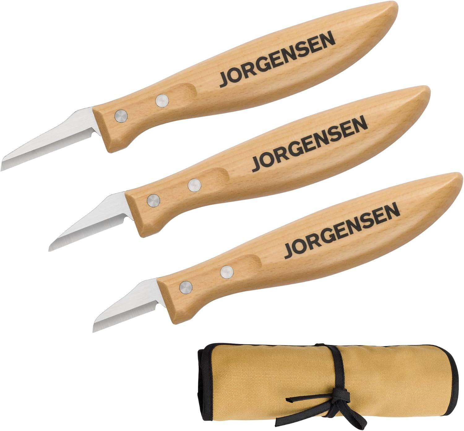 Jorgensen 3-Piece Wood Carving Tools, Stainless Steel Whittling Knife Set with C