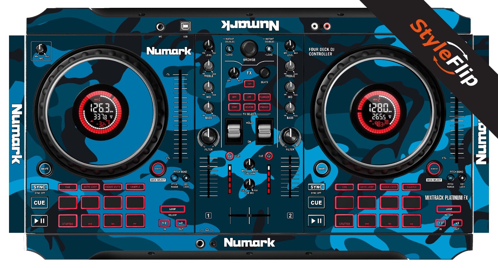 Numark Mixtrack Platinum FX Skin | Camo Blue | Protective Decal |StyleFlip Skins