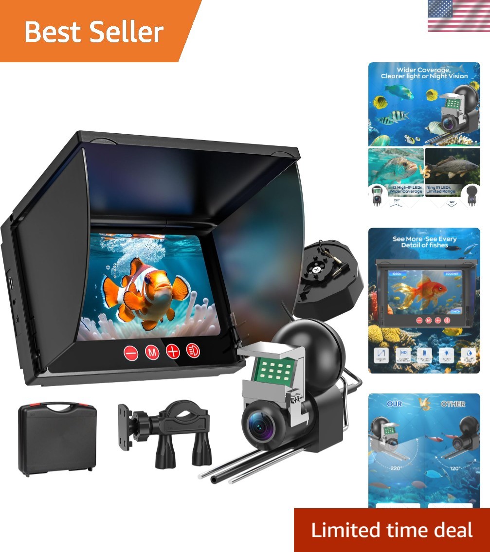 Underwater Fishing Camera,1080P Portable Fish Finder with 5" Waterproof IPS S...