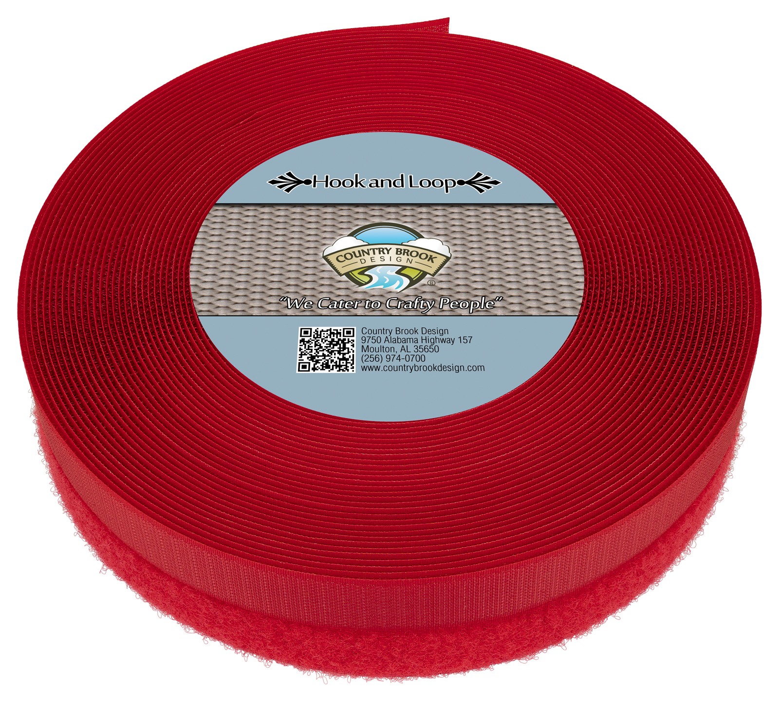 Country Brook Design® Red Sew On Hook And Loop (1 inch, 5 yards)