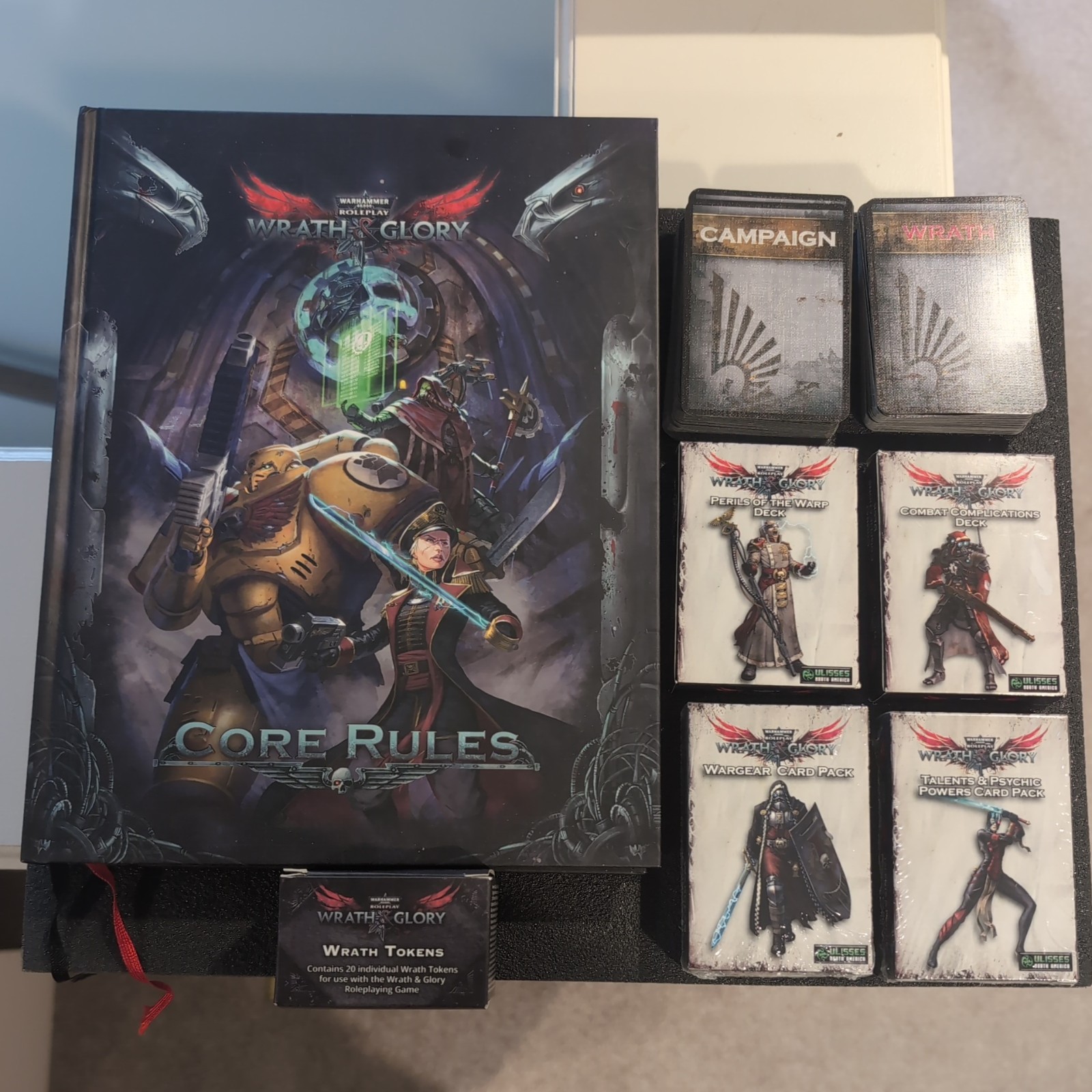 Warhammer 40k - Wrath & Glory RPG Book, Cards, Tokens Lot