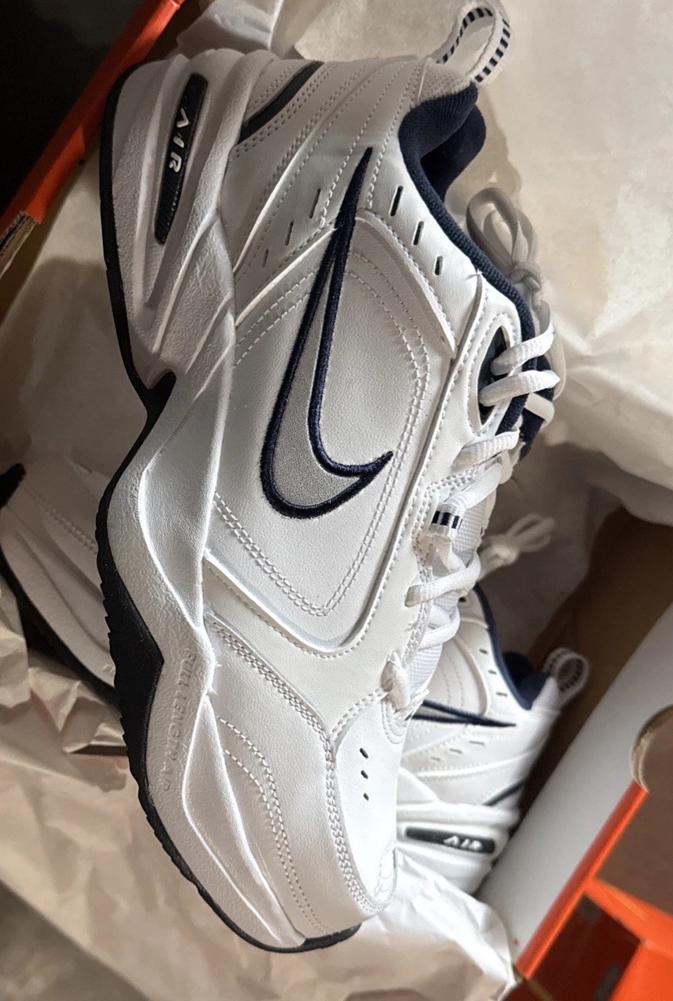 Nike Air Monarch 4E Wide Men’s White/metallic Silver/blue
