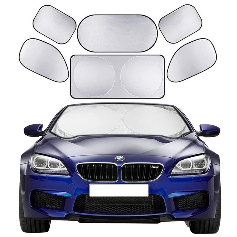 6Pcs Car Sun Shades for Side Window Front & Rear Windshield with Storage Pouch