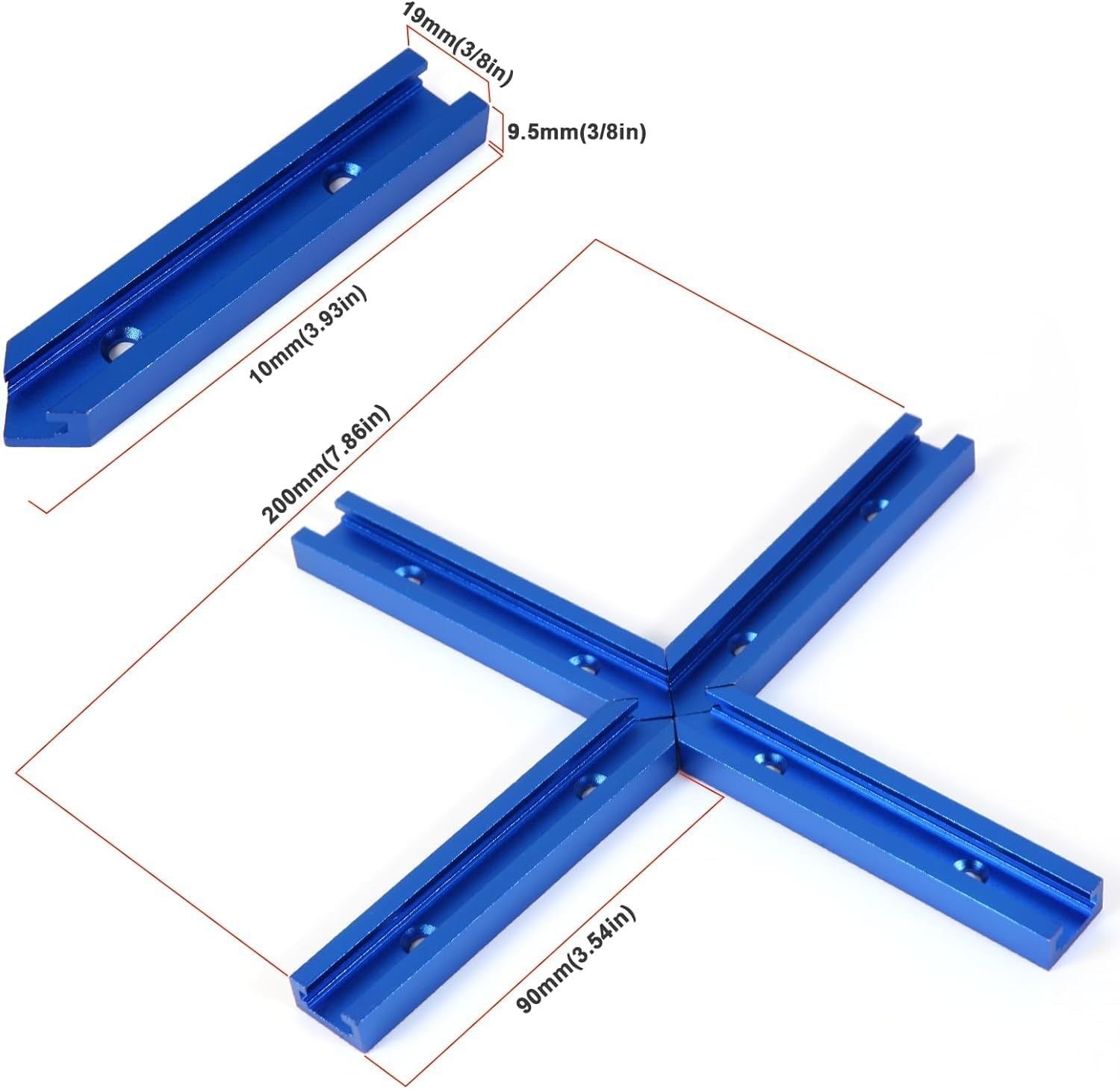 T-Track Intersection Kit Deep Blue Double Cut Profile 8-Piece 16 Screws Pro