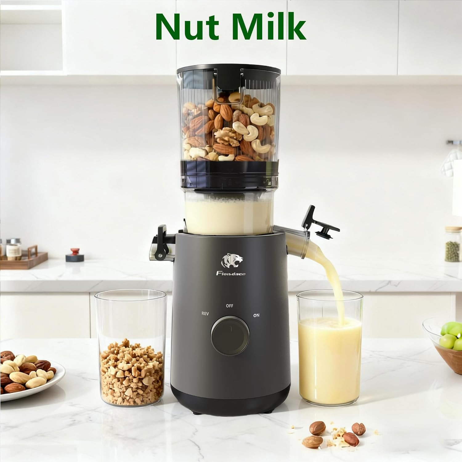 Juicer Machines, Cold Press Juicer with 5.3" Extra Large Feed Chute and Powerful