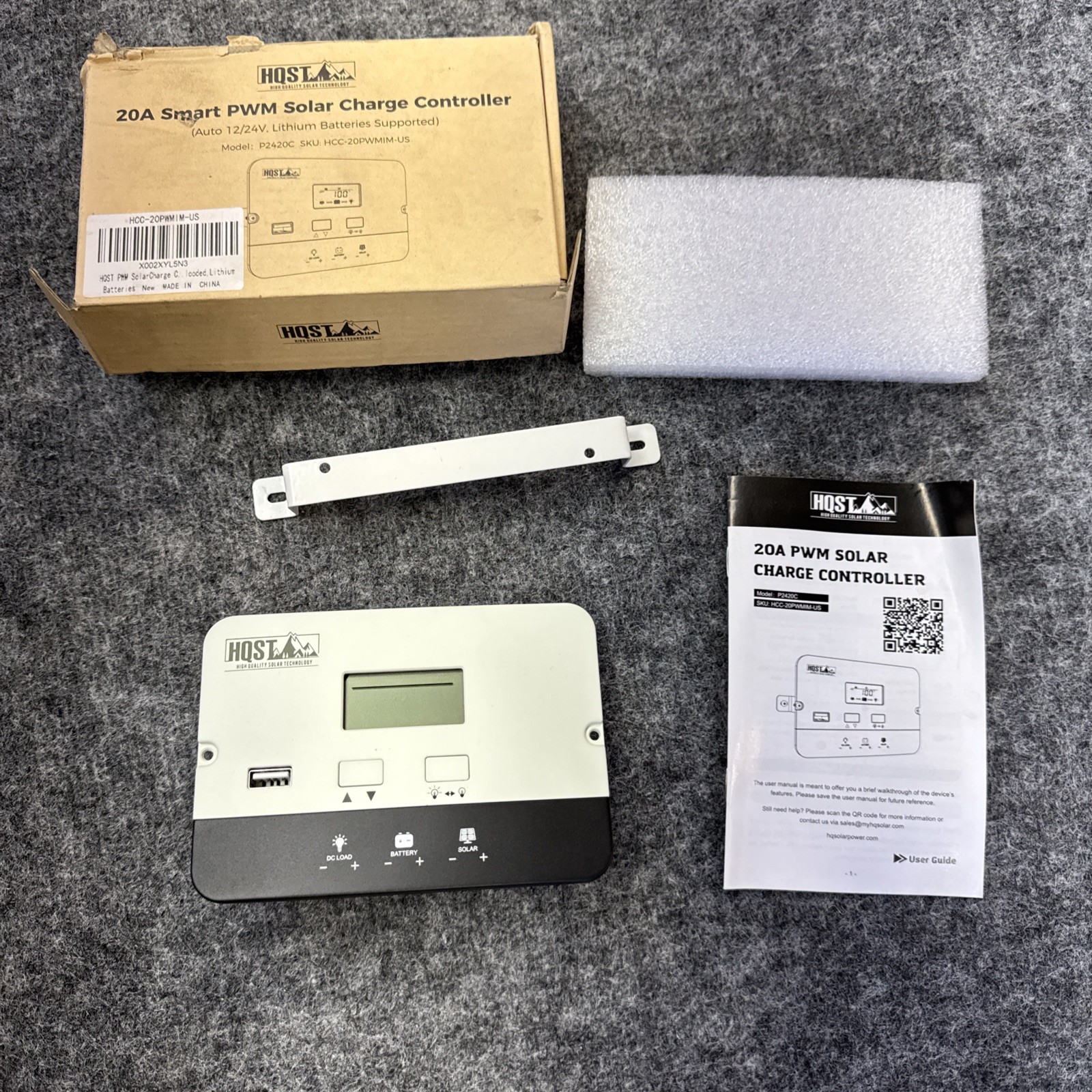 HQST 20A PWM Flush Mount Charge Controller w/ LCD Display