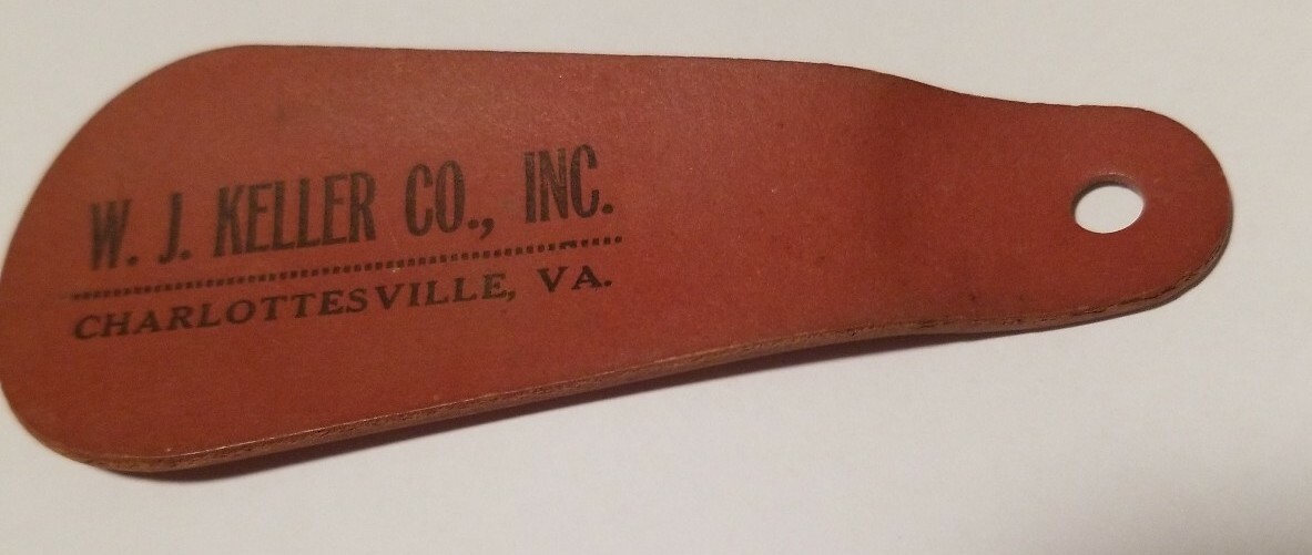 Late WW2 Charlottesville Virginia Advertising Shoe Horn MADE OF FIBER