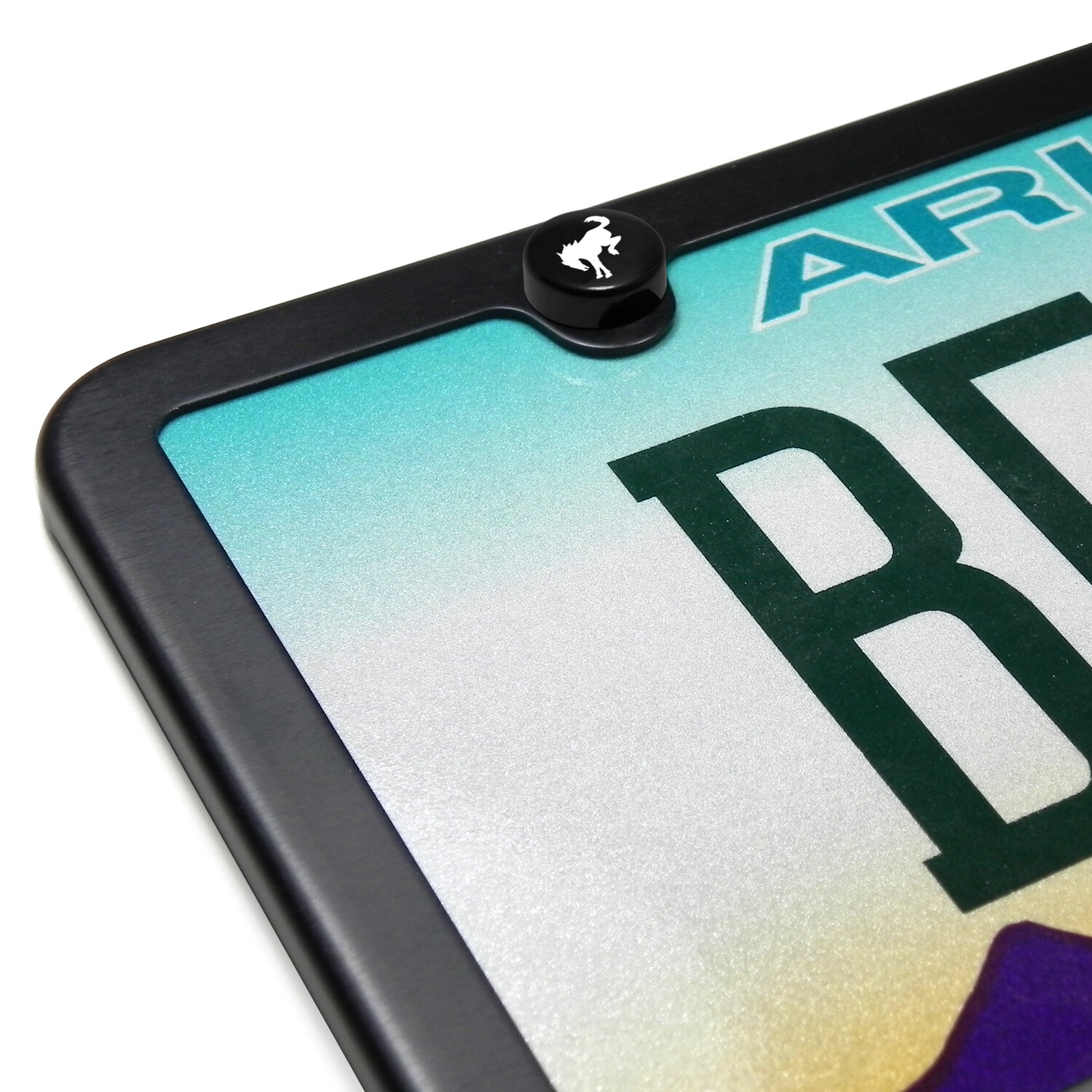 Ford Bronco on Black ABS Plastic License Plate Frame Screw Covers
