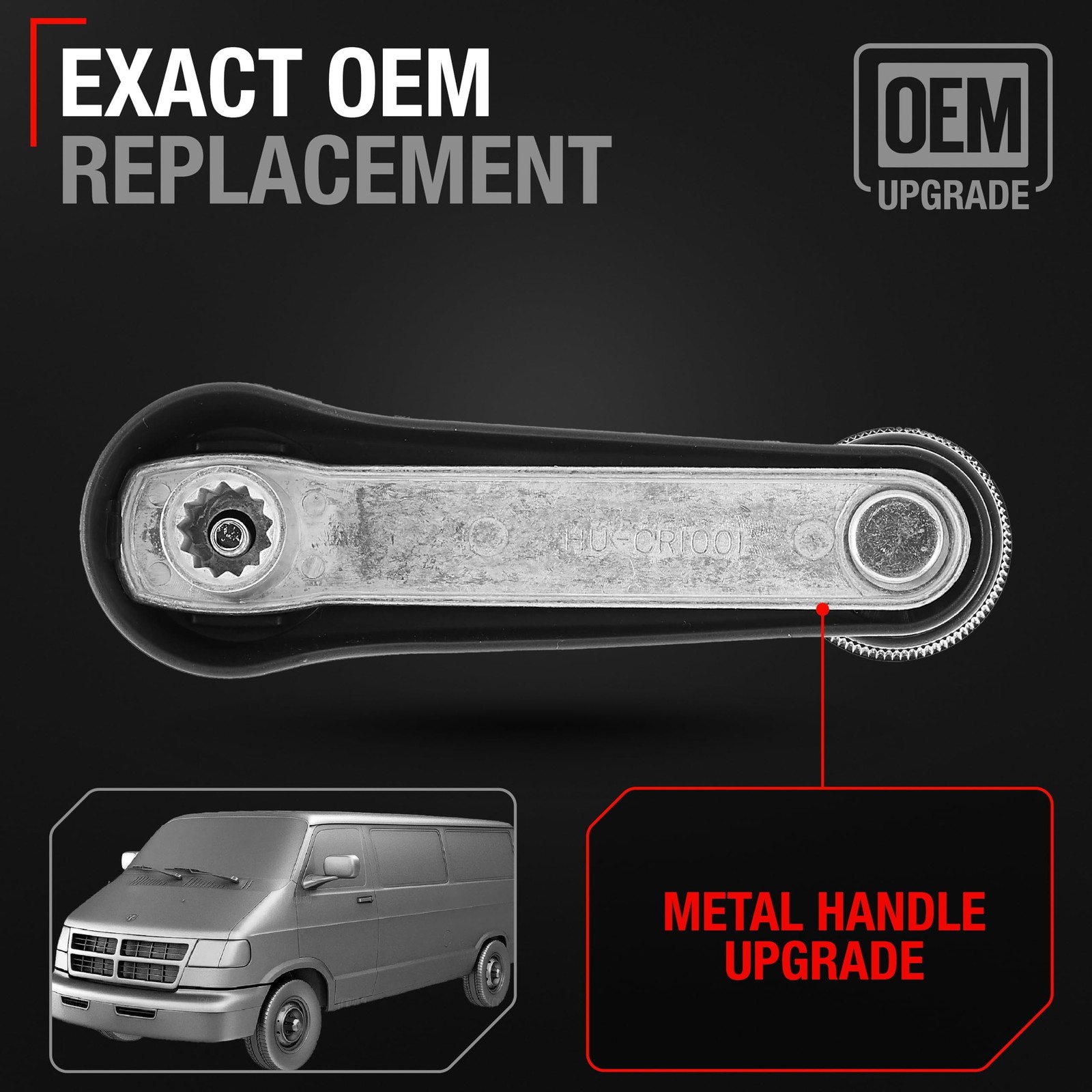 Window Crank Handle, Driver/Passenger, Upgraded metal - Compatible with 1995-...