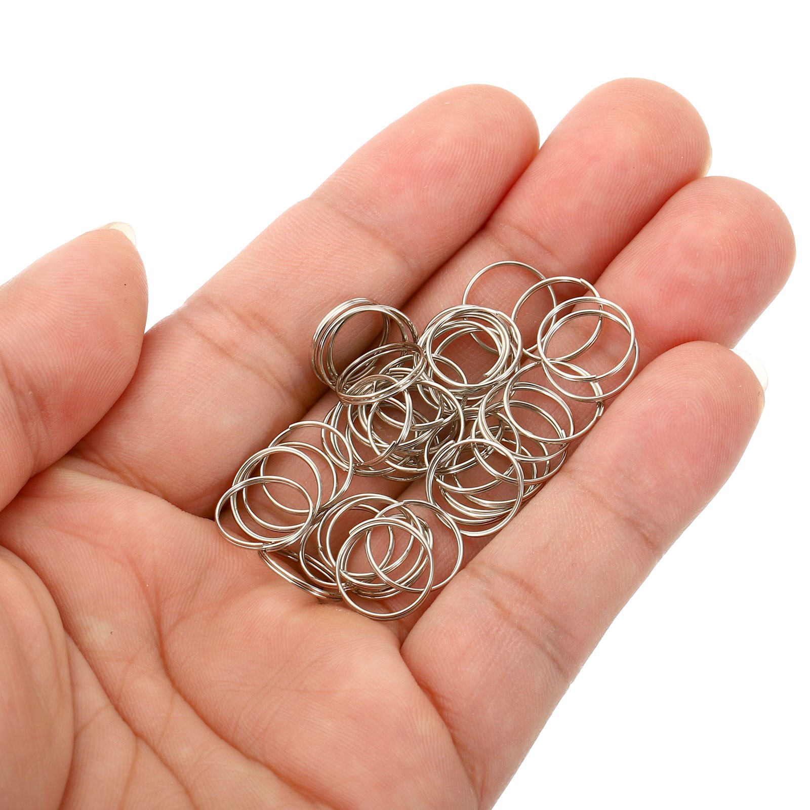 500 Pcs 11mm/0.4" OD Chandelier Split Ring Circular Ring Clips Silver
