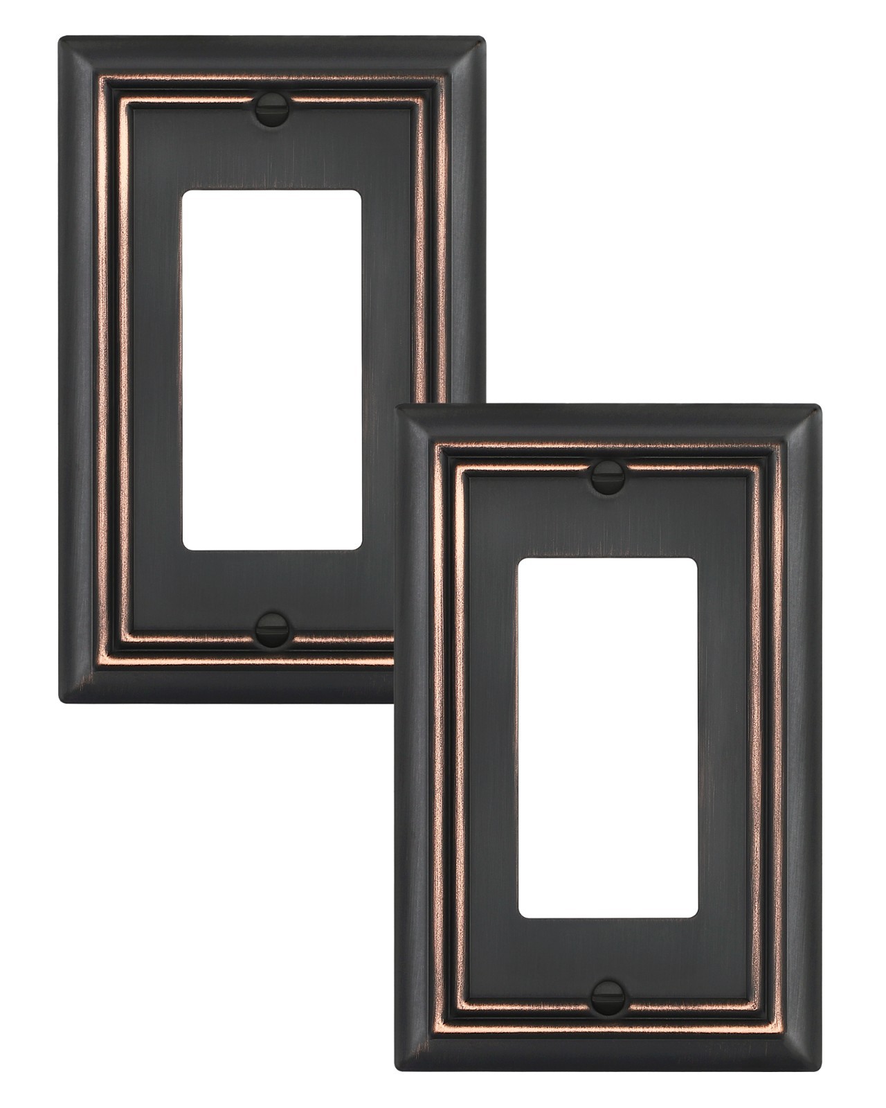 DEWENWILS 4.92" x 3.14" Decorative Outlet Wall Plates, Aged Bronze Metal, 2 Pack